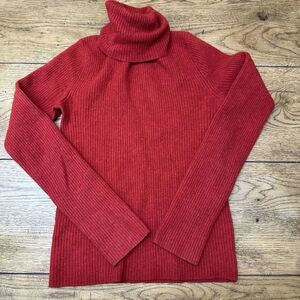 70s Retro Abercrombie & Fitch Lambswool Knit Turtleneck Sweater Womens M Red Vtg